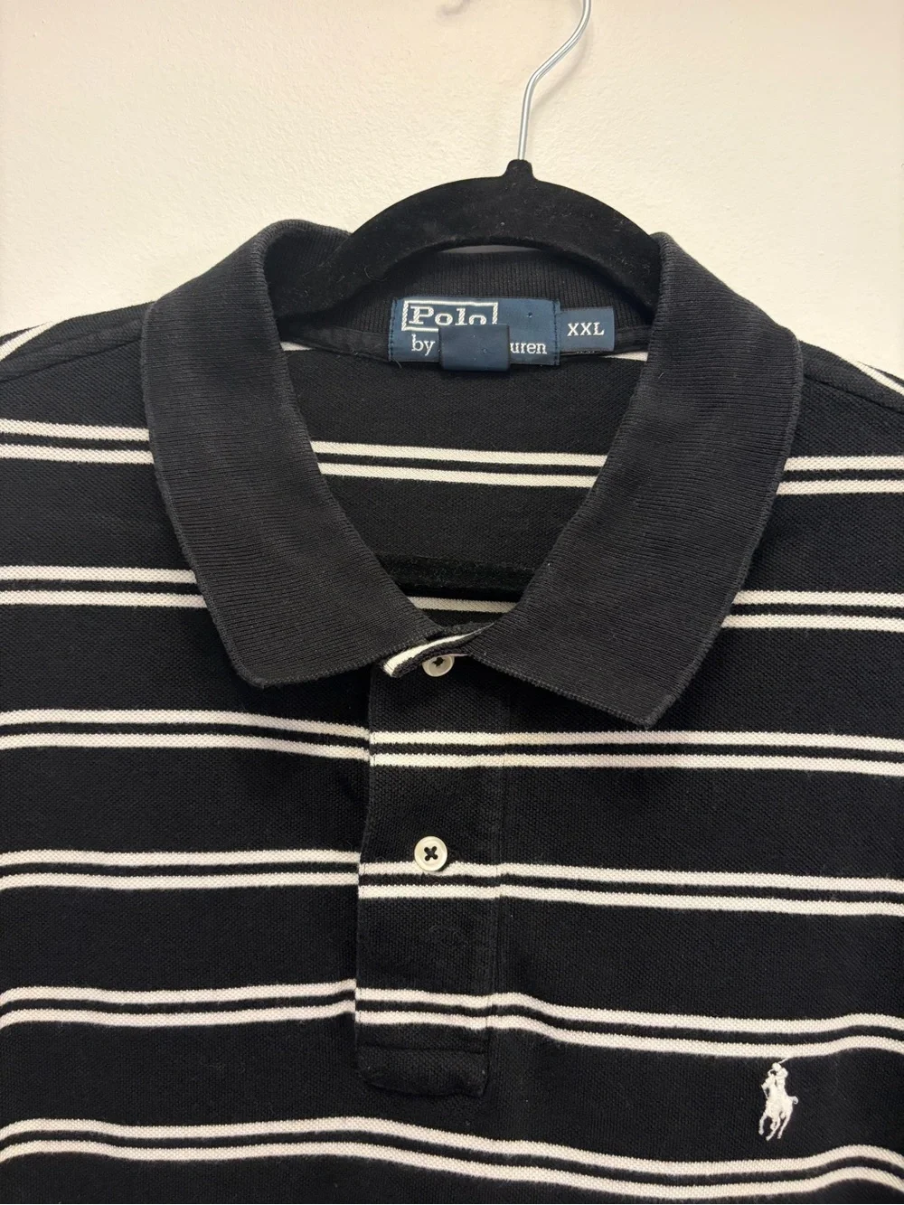 Polo Ralph Lauren Polo Shirt Mens XXL 2XL 100% Cotton Short Sleeve Black White